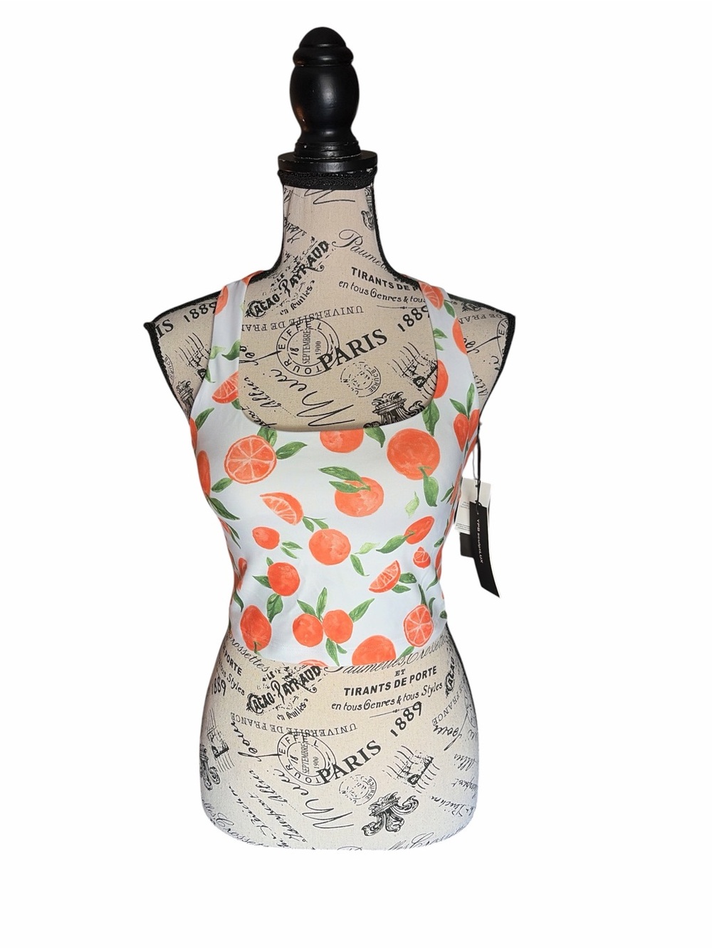 Abercrombie & Fitch YPB sculptLUX Strappy Back Tank Top Orange Leaves Small NWT